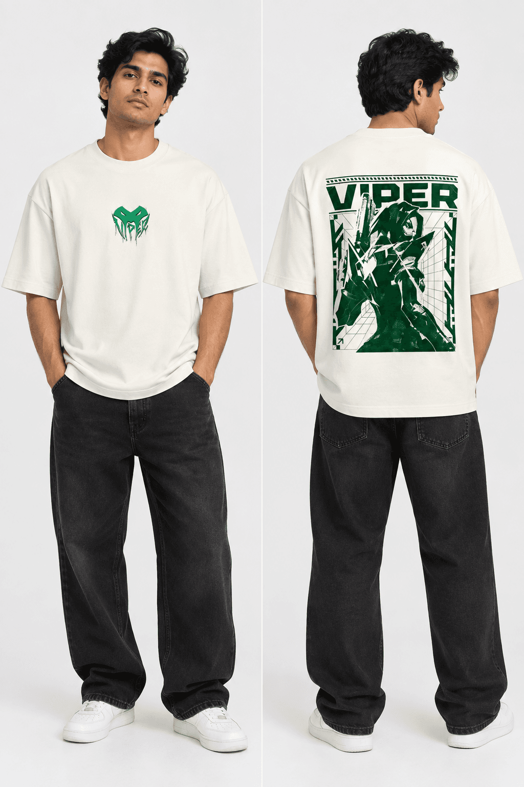 Viper Graphic | Unisex Oversized Classic T-Shirt in Off White — photo 1